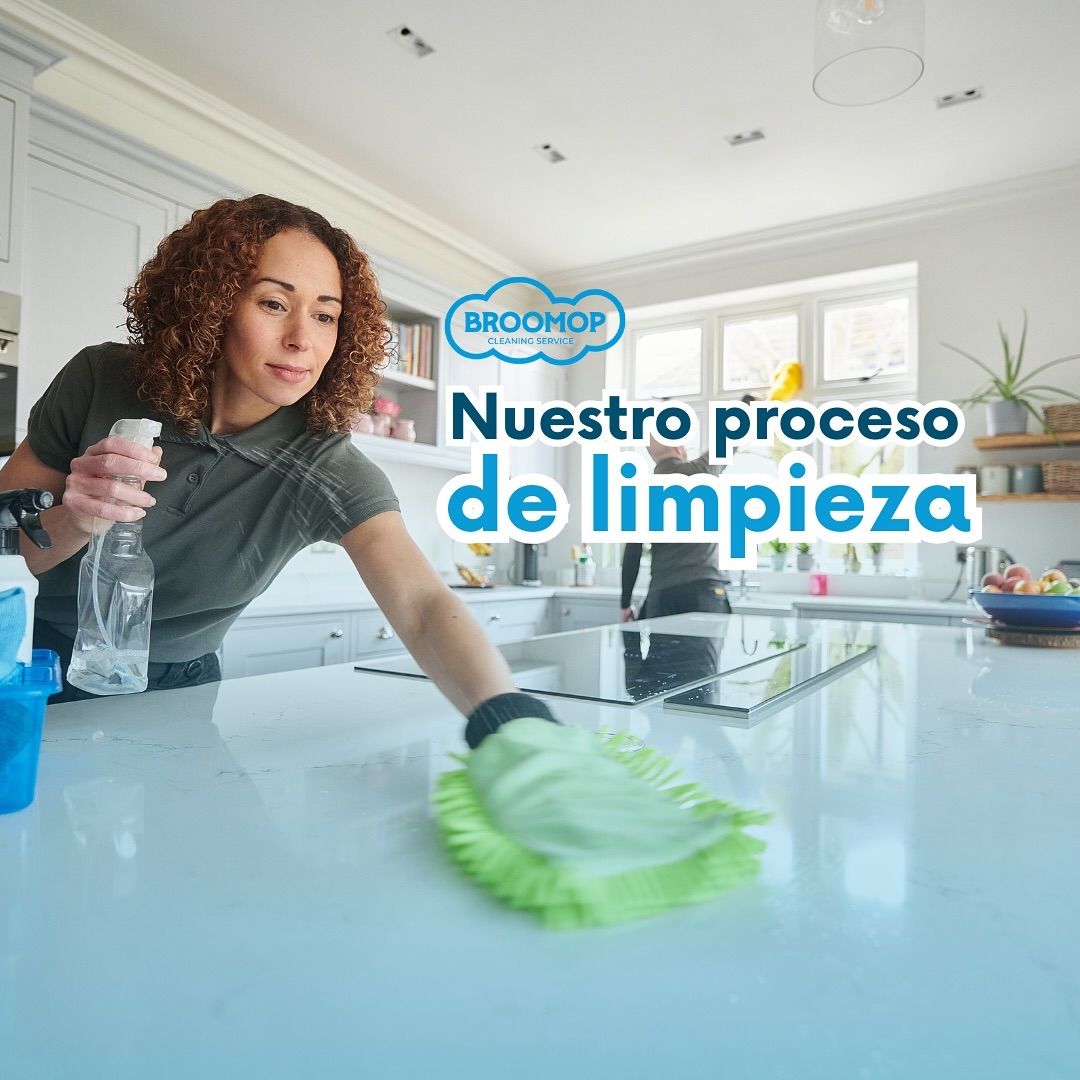 Afiche de Broomop sobre su proceso de limpieza